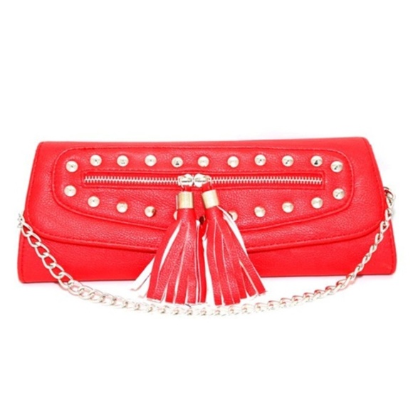 Zauron Red Studded Evening Clutch | Handbag | Purse - Picture 1 of 5